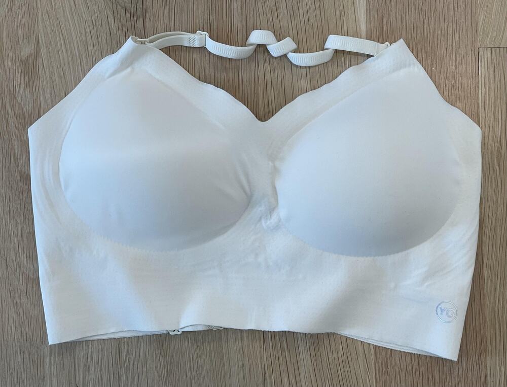 YG Longline Bra Womens XL White Molded Seamless Wireless Front Closure